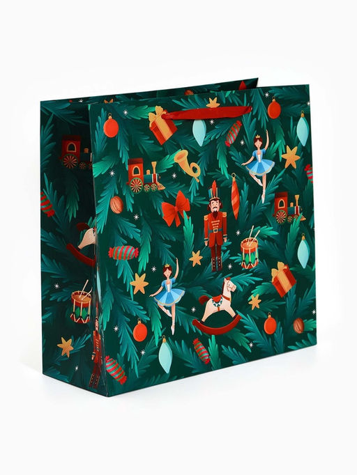 Цена за 2 шт. Пакет ламинированный квадратный «Новый год!», 30 × 30 × 12 см