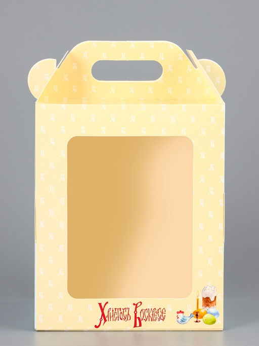 Цена за 5 шт. Коробка подарочная пасхальная с окном, с фронтальной загрузкой Верба 15?15?18 см