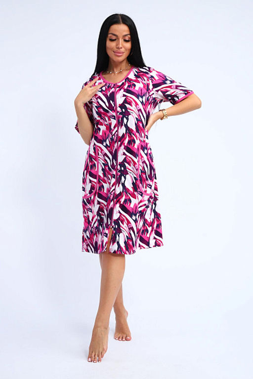 Халат женский на молнии с карманами (01057, синий) - Плиона фото 22