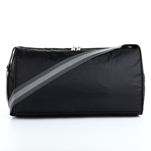 Сумка спортивная на молнии, боковой карман/сетка, регулируемый ремень, маленький размер, чёрная