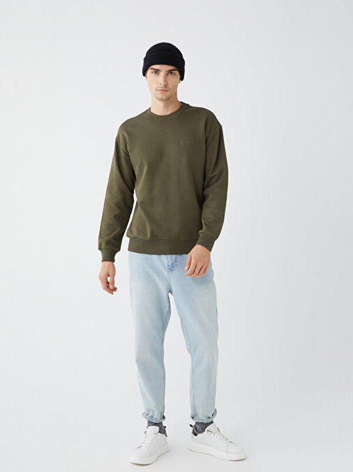 Bisiklet Yaka Uzun Kollu Bask?l? Erkek Sweatshirt - Waikiki фото 2