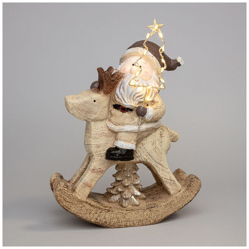 ФИГУРКА ДЕД МОРОЗ НА ОЛЕНЕ С LED-ПОДСВЕТКОЙ 22,7*9,8*28,5 СМ - Lefard фото 3