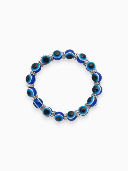 Цена за 2 шт. Браслет-оберег «Детский» глазки, синий в серебре, d=3 см