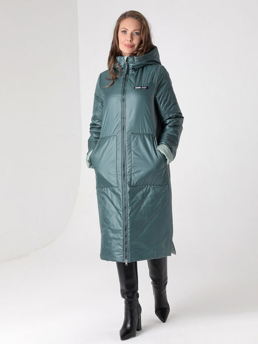 Еврозима! 24322 Пальто дем. зеленый - Dizzyway фото 2