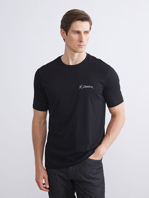 Bisiklet Yaka Atat?rk ?mzas? Bask?l? Erkek Ti??rt