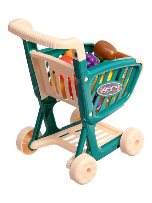 Продуктовая тележка «Магазинчик», с овощами и фруктами, 15 предметов