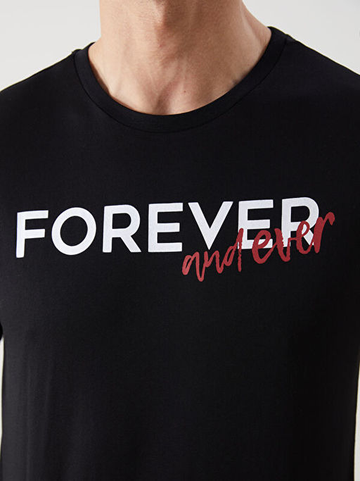 Bisiklet Yaka K?sa Kollu Bask?l? Penye Erkek Ti??rt