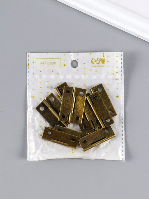 Цена за 2 шт. Петля для шкатулки металл с прямыми углами бронза набор 10 шт 2,2х3,68 см