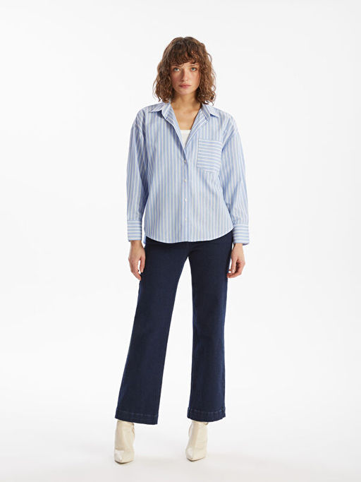 ?izgili Oversize Oxford Kad?n G?mlek