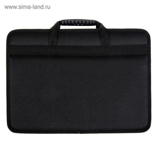 Папка с ручками текстильная, А4, 365×260×50 мм, 1С13 «Луга», каркасная, чёрная