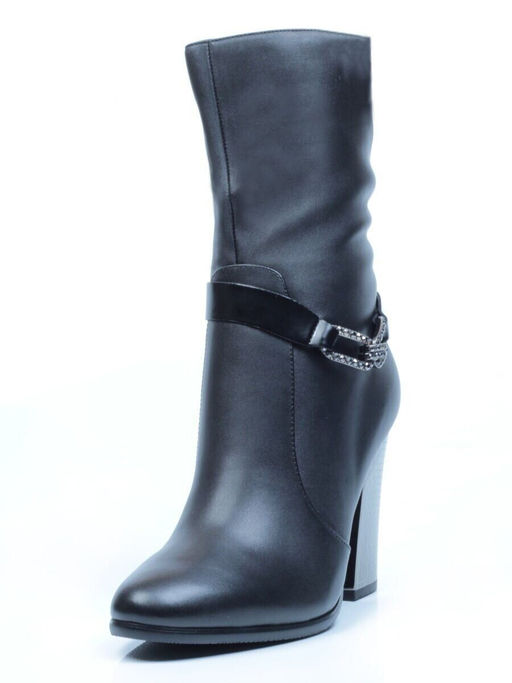 YF189-060M BLACK Полусапоги зимние женские (натуральная кожа, натуральный мех (еврозима))