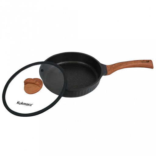 Сковорода с тефлоновым покрытием д24см "Stella", h5,2см, s0,32см, дно д22см, s0,4см, ручка из термостойкого пластика, стеклянная крышка, ristretto (Россия)