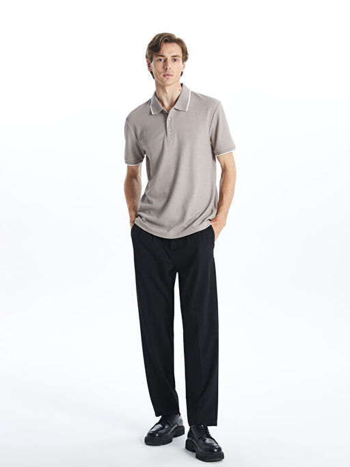 Polo Yaka K?sa Kollu Pike Erkek Dokulu Ti??rt