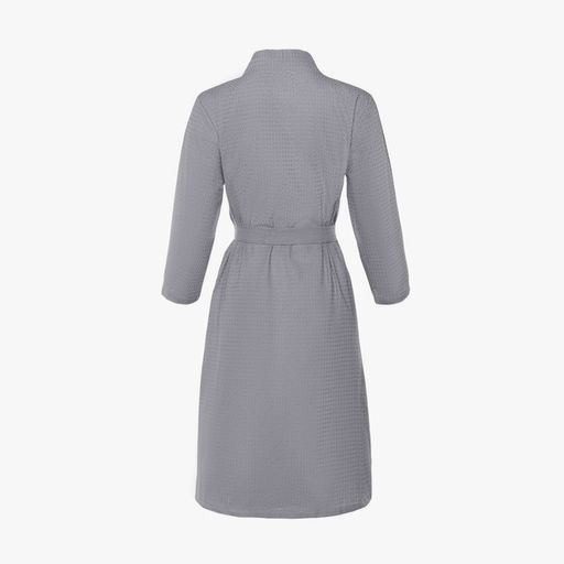 Халат вафельный женский Экономь и Я рукав 3/4, размер 54-56, серый, 100% хлопок, 200 г/м²