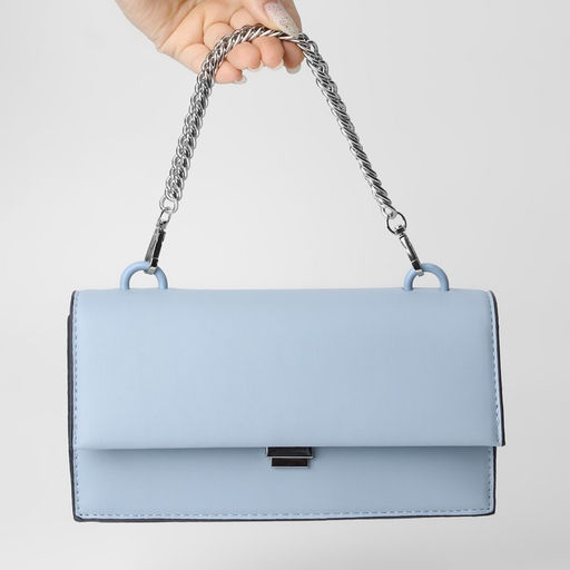 Цена за 2 шт. Цепочка для сумки, с карабинами, металлическая, плоская, плотное плетение, 15×10 мм, 30 см, цвет серебряный