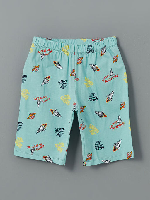 Bisiklet Yaka Erkek ?ocuk ?ortlu Pijama Tak?m?