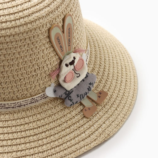 Шляпа для девочки MINAKU «Зайка», размер 52, бежевая