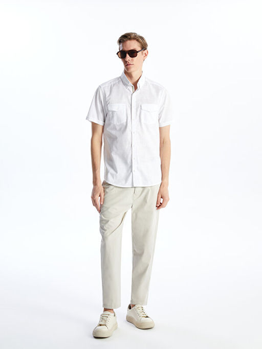 Slim Fit K?sa Kollu Poplin Erkek G?mlek