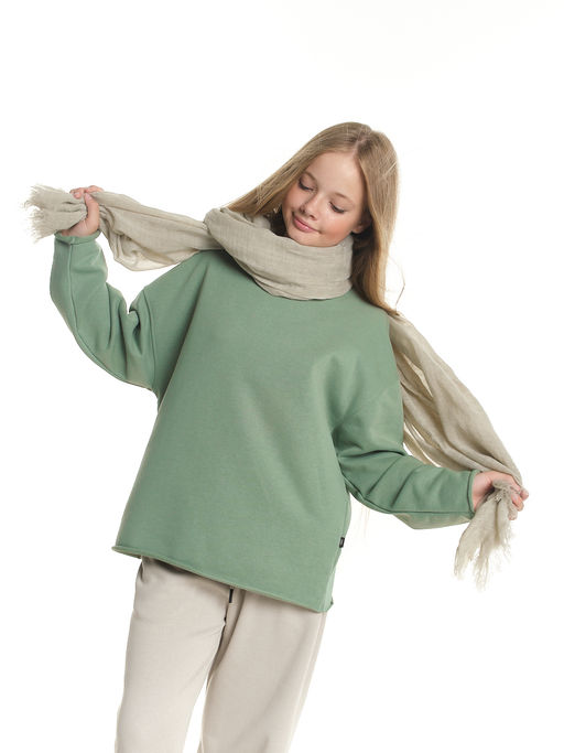 Толстовка с необработанными краями 22-2016 фисташковый - Mini maxi фото 17