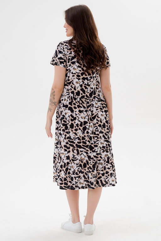 Платье женское из кулирки Кармелита 2 цветок крем - Амадэль фото 11