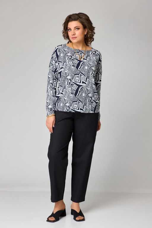 Джемпер Bliss 8169 синий, белый (принт лабиринт)