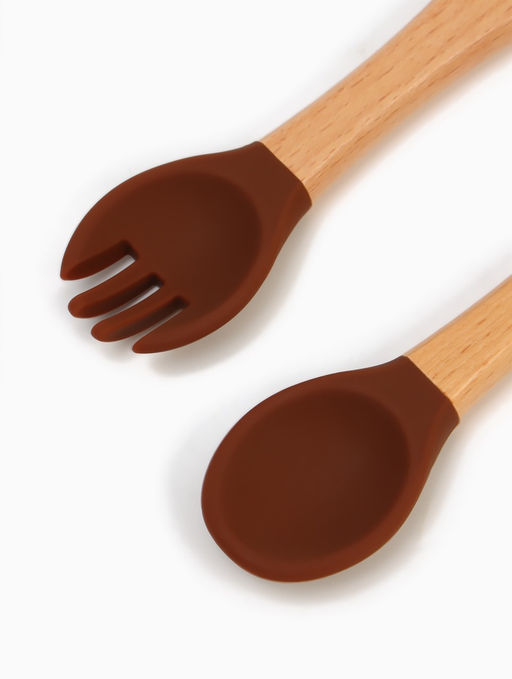 Тарелка детская секционная с ложкой и вилкой, 3 секции, молочный, Mum&Baby