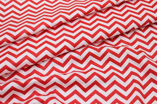 Сатин Красные зигзаги на белом, ш.1.60м, хлопок-100%, 110гр/м.кв - Купава фото 4