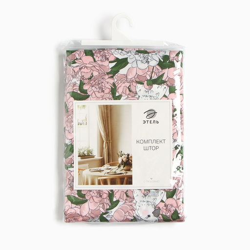 Шторы для кухни Этель. Попугай 149?180 см - 2 шт., подхваты - 2 шт., 80% хлопок, 20% п/э