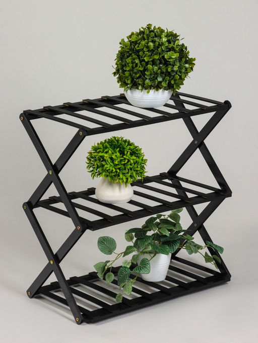 Стеллаж универсальный, 3 полки, 50×25×46 см, напольный, открытый, чёрный, Greengo