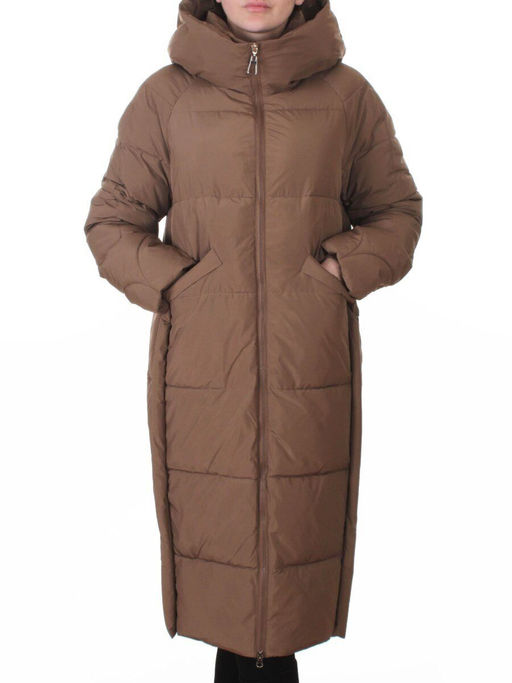 018 BROWN Пальто зимнее женское (200 гр. холлофайбер)