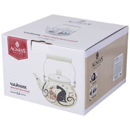 ЧАЙНИК AGNESS ЭМАЛИРОВАННЫЙ СЕРИЯ FAMILY FARM, 2,5 Л  фото 2