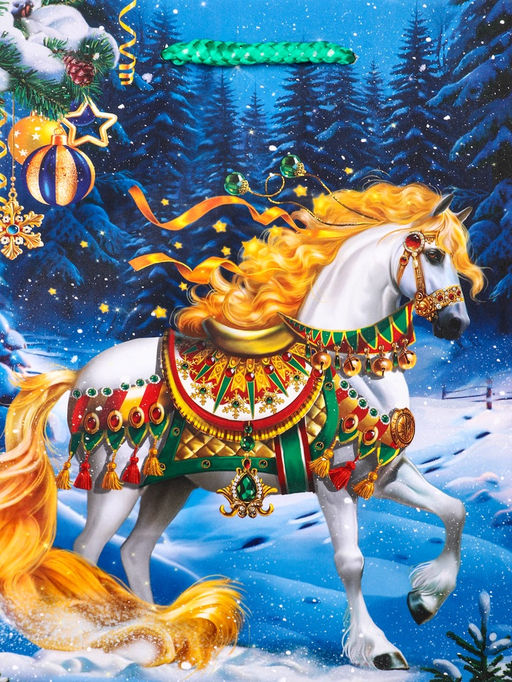 Цена за 2 шт. Пакет подарочный новогодний ламинированный, Новогодний конь , 18?10?22.3 см - Simaland фото 2