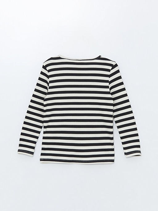 Bisiklet Yaka Uzun Kollu Minnie Mouse Bask?l? K?z ?ocuk Ti??rt