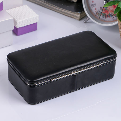 Шкатулка кожзам для украшений Мини чёрная 5,6х18,2х10,2 см - Simaland фото 5