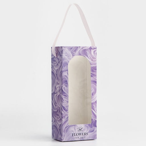 Цена за 5 шт. Пакет-переноска для цветов с пластиковым окном, Flowers, сиреневая, 30 х 12 х 8 см - Дарите счастье фото 4