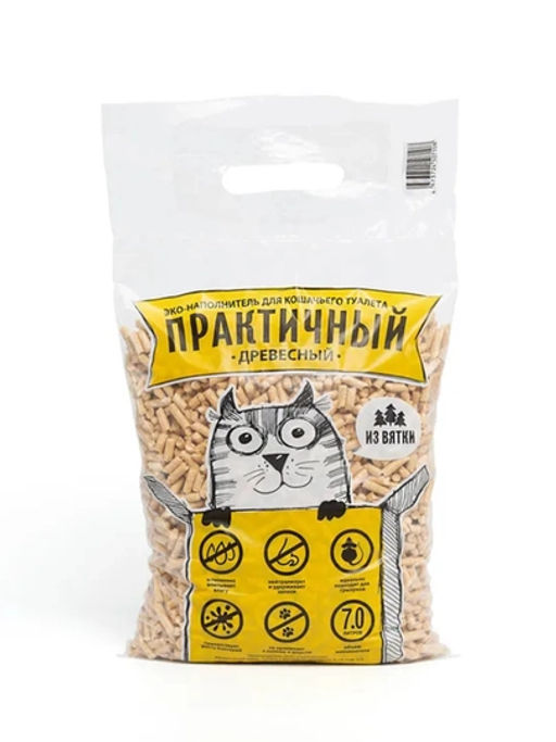 Наполнитель д/кошачьих туалетов древесный "Практичный" 7л