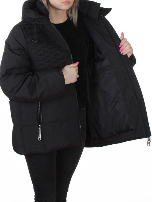 YR-6619 BLACK Куртка зимняя женская (150 гр. холлофайбер)