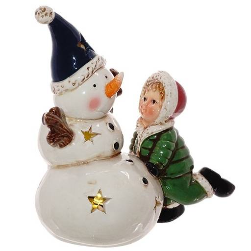 Фигурка декоративная "Снеговик" с подсветкой, L14 W9 H14,5 см, 2в.