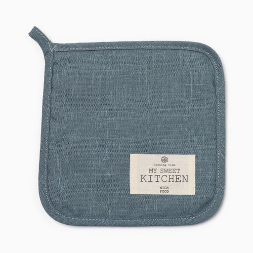 Набор кух. Этель ECO turquoise: варежка 15х28см, прихватка 19х19см, 100% лён, 245 г/м2  фото 4