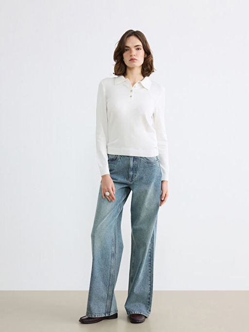 Polo Yaka Kad?n Triko Kazak