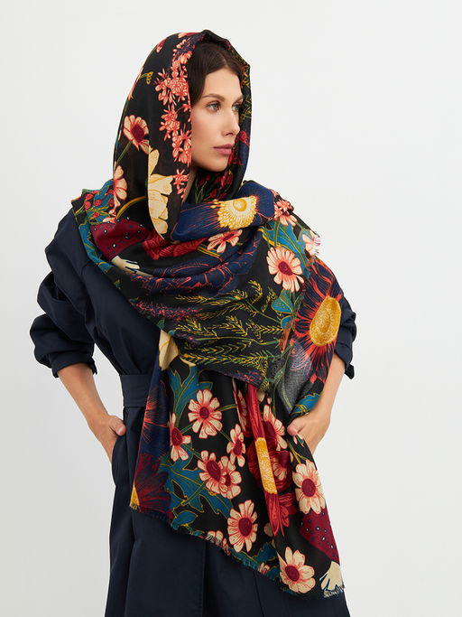 Большой, мягкий, тонкий и очень нежный двусторонний палантин с рисунком. - Tantino фото 15