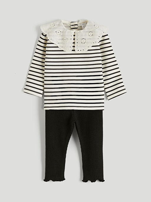 Bebe Yaka K?z Bebek Bluz ve Tayt