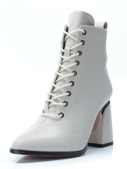 01-PCS125-2 BEIGE Ботинки демисезонные женские (натуральная кожа, байка)