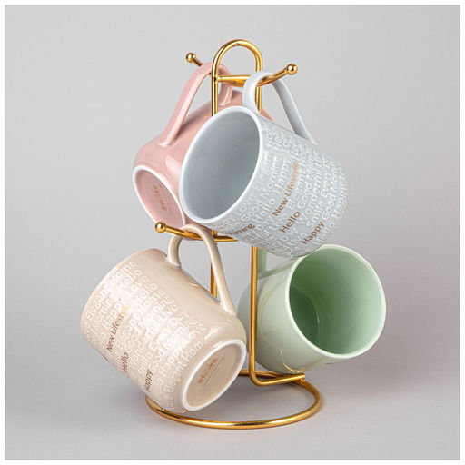 НАБОР КРУЖЕК LEFARD GOOD MORNING НА МЕТАЛЛ. ПОДСТАВКЕ 4 ШТ. 330 МЛ МИКС ЦВЕТОВ  фото 3