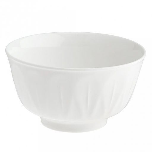 "Роса" Пиала фарфоровая 450мл, д12,5см, h6,9см, рифленый борт, белый (Китай)