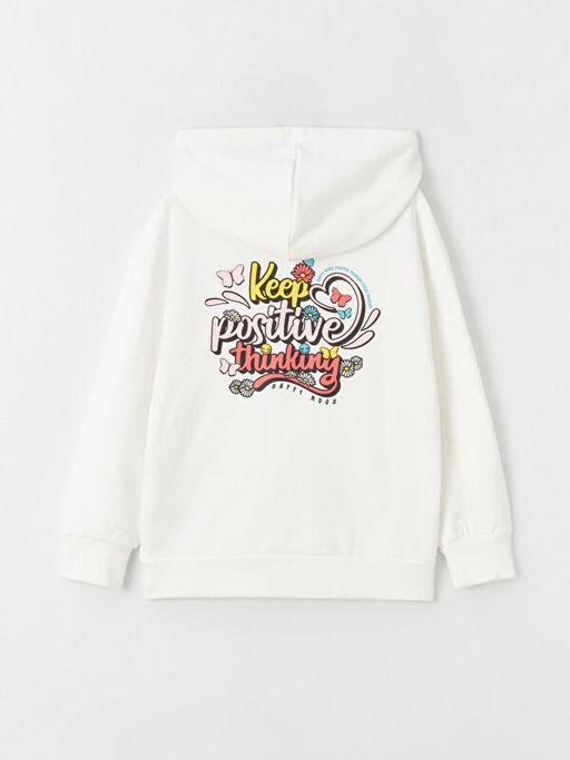 Bask?l? Uzun Kollu K?z ?ocuk Hoodie - Waikiki фото 3