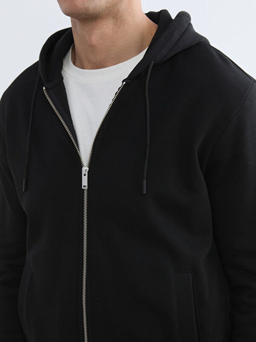 Kap??onlu Erkek Fermuarl? Sweatshirt