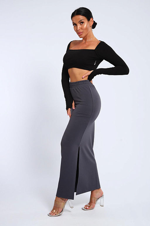 Юбка, футер (01056, черный макси) - Плиона фото 53