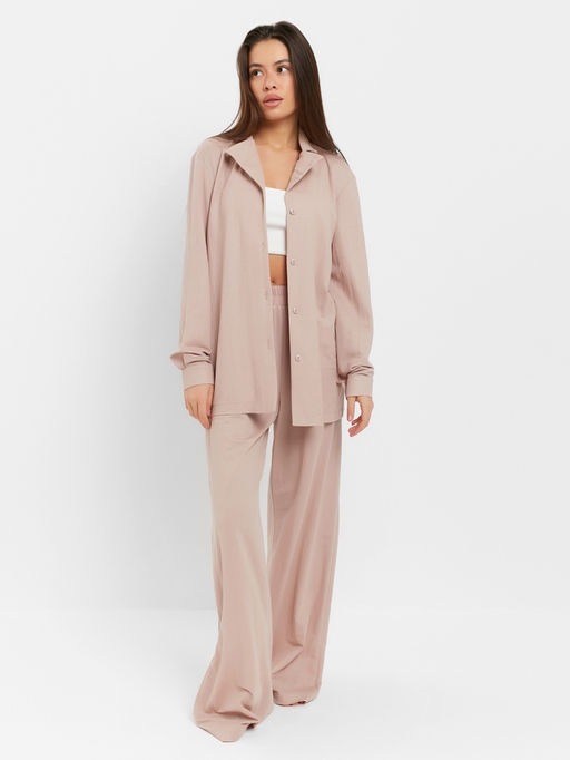 Костюм женский: рубашка, брюки, топ, KAFTAN Base, размер 50, пудровый
