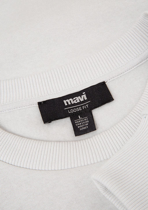 Bisiklet Yaka Gri Basic Sweatshirt - Mavi фото 6